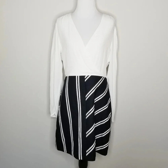 NWT Maje Rolim Striped Skirt Crepe Long Sleeve Dress L - Picture 8 of 8